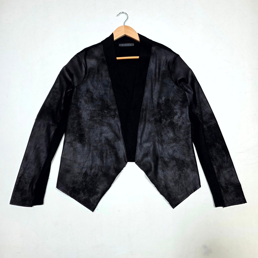 Velvet by Graham & Spencer Jacket Womens Medium Black Faux Leather Mixed Media